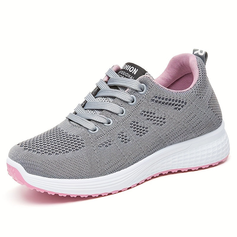 Women's Knit Running Shoes Lace Up Lightweight Sneakers