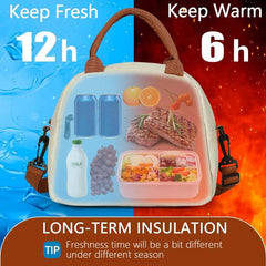 Women's Insulated Lunch Bag with Strap Waterproof Small Cooler for Work Travel