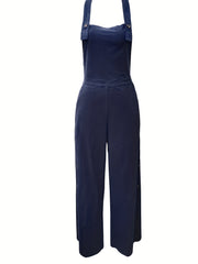 Backless Overall Jumpsuit Casual Solid Sleeveless Wide Leg Jumpsuit