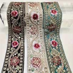 3m Embroidery Sequin Fabric Ribbon Home Decor Crafts 3.28" Width