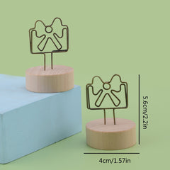 2pcs Retro Log Sticky Note Clip Photo Folder