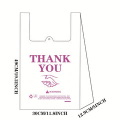 100 Thank You T-shirts Plastic Bags 29.97x48 Purple