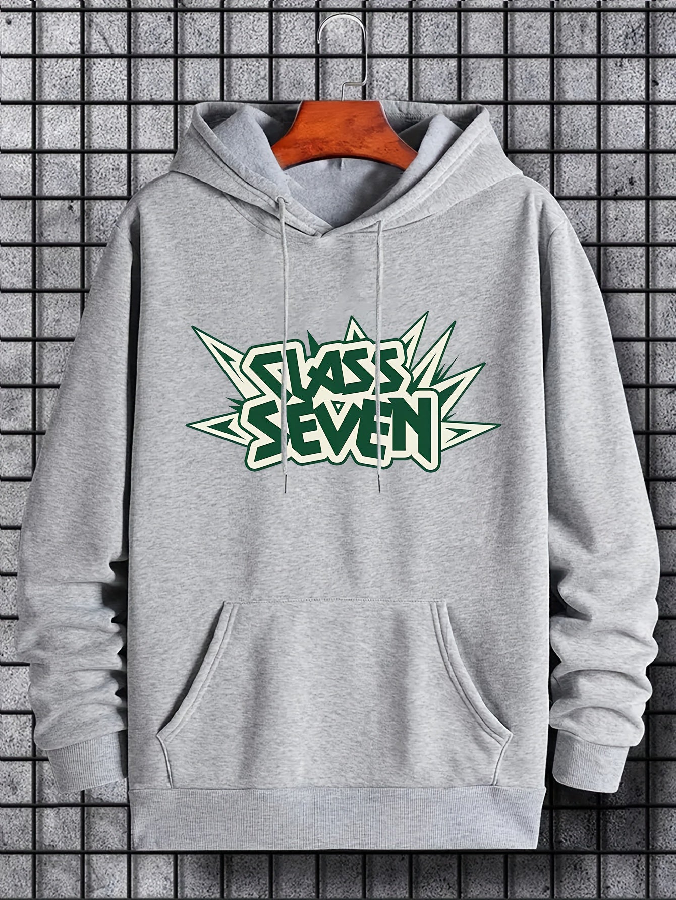 Men's Class Seven Print Hoodie Drawstring Hooded Sweatshirt