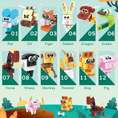 3pcs Animal Building Blocks in Vibrant Colors