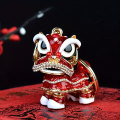 Chinese Style Small Lion Rhinestone Key Chain Pendant