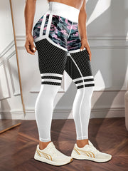 Camouflage Stripes Print High Waist Yoga Pants