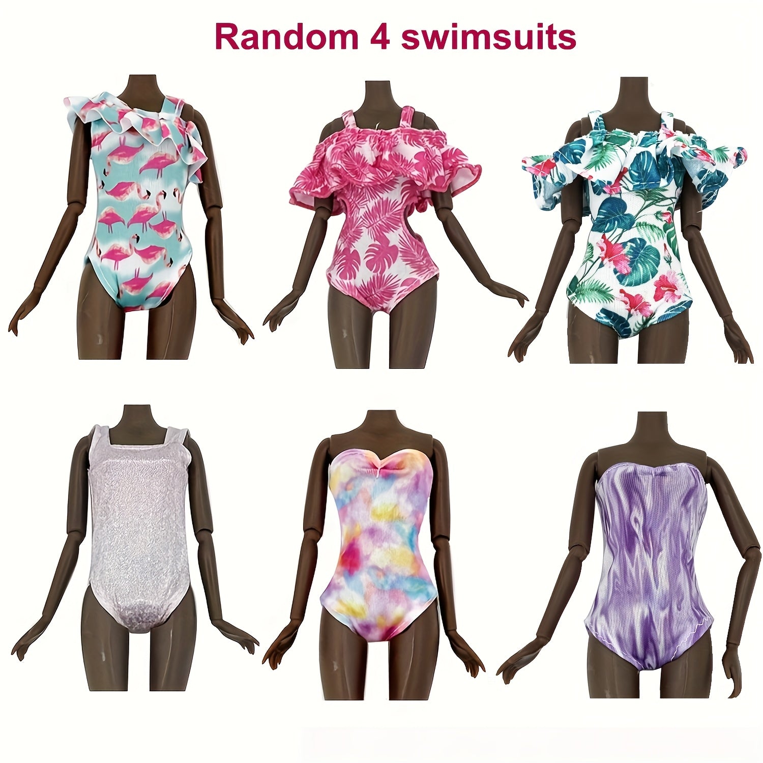 6pcs Doll Clothes Swimsuit Bathrobe Slippers Set Doll Accessories Dress Up Toy