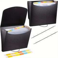 2pcs Expanding File Folder With Cover Portable Filing Box