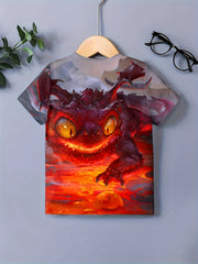 Fire Dragon 3D Print Kids T shirt Boys Summer Lightweight Comfy Round Neck