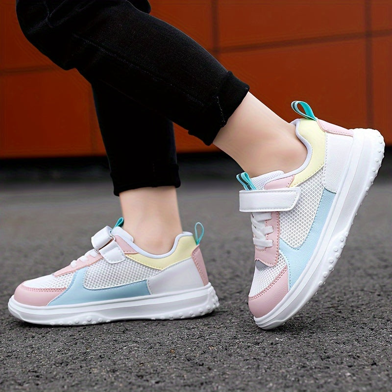 Girl's Colour Block Sneakers Soft Sole Shoes For Kids
