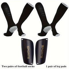 2 Pairs Football Training Socks & Leg Pads Sports Protective Gear