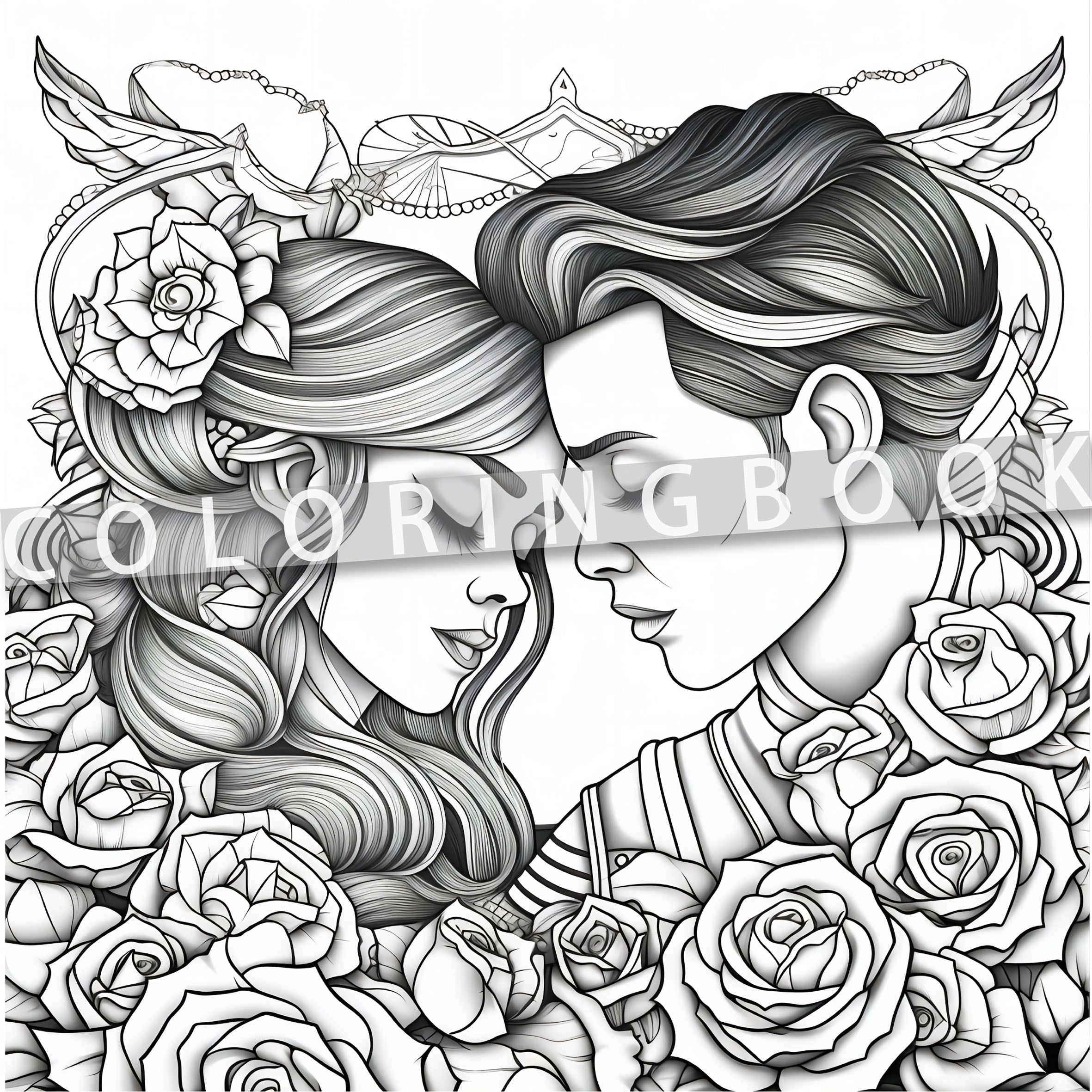Love Palette Adult Coloring Book 24 Pages Single Sided Bear Floral Heart Designs