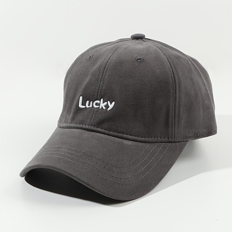 Lucky Label Baseball Cap Solid Cotton Adjustable Lightweight Sports Hat