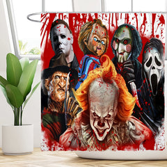 Horror Clown Style Shower Curtain Set