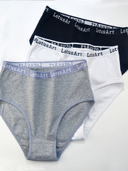 3pcs English Waist Cotton Bikini Panties Comfortable & Breathable
