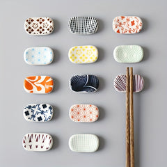 Japanese Style Ceramic Chopsticks Rest Rack Fork Holder & Cutlery Organizer