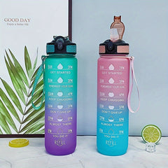 1000ml Gradient Water Bottle with Time Marker & Strap