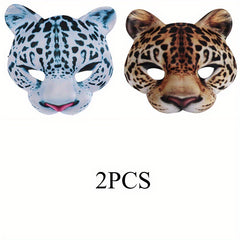 2pcs Halloween Masks Party Props Half Face Animal Carnival Party Dance Role Play