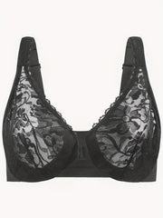 Floral Lace Front Closure Racer Back Underwire Bra