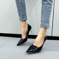 Women's Pointed Toe Court Pumps Patent Leather Stiletto Heels