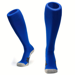 1 Pair Non-slip Nylon Football Socks, Solid Calf Socks
