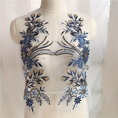 Sequin Flower Lace Fabric Embroidered Gown Appliques Collar