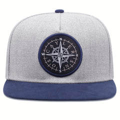 Compass Embroidery Snapback Hat Hip Hop Block Baseball Cap