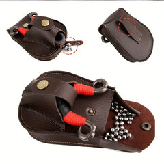Leather Slingshot with Magnet Ring and Steel Balls Pouch