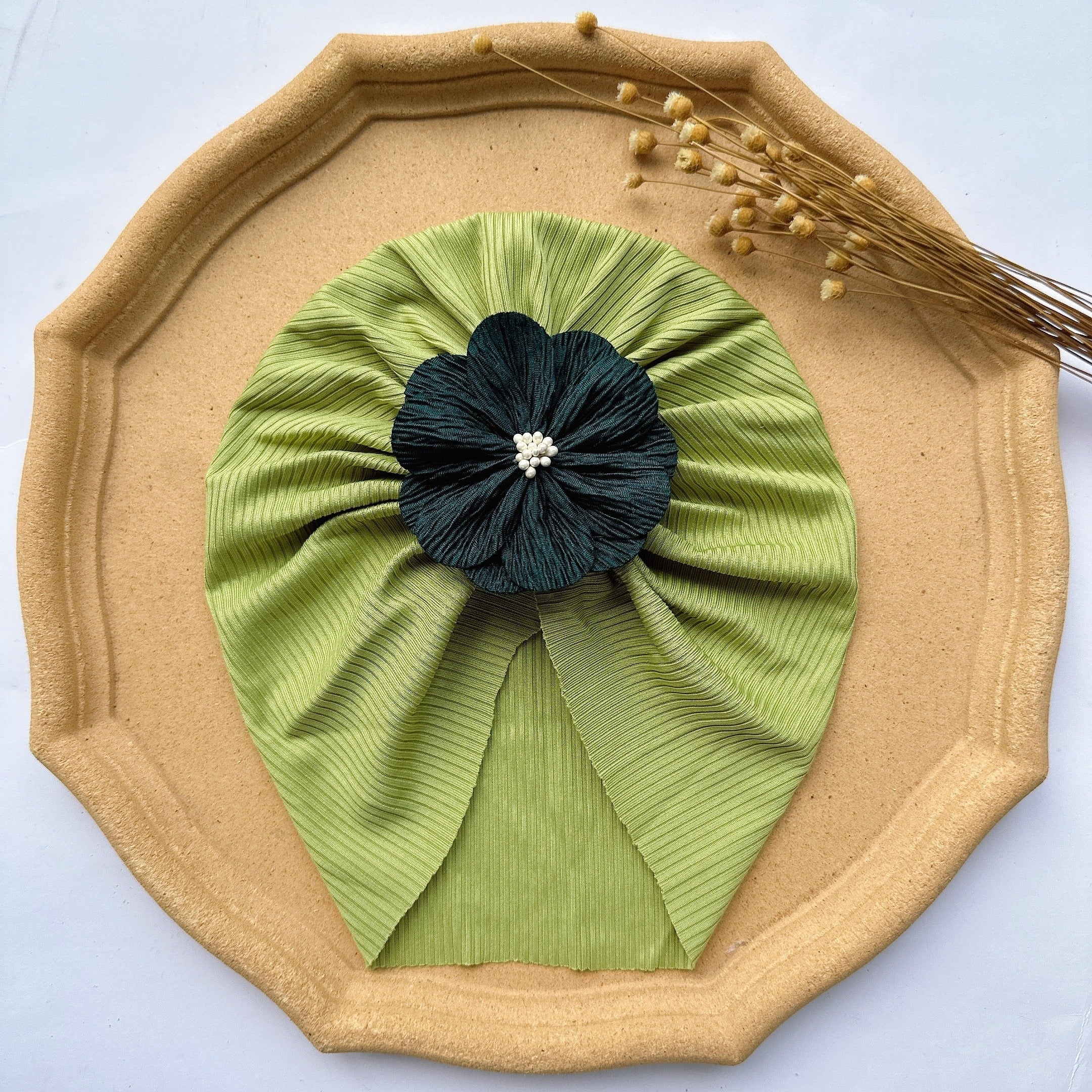 Baby Girls Solid Flowers Decor Cap Soft Hair Wrap Headband
