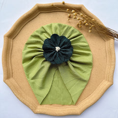 Baby Girls Solid Flowers Decor Cap Soft Hair Wrap Headband
