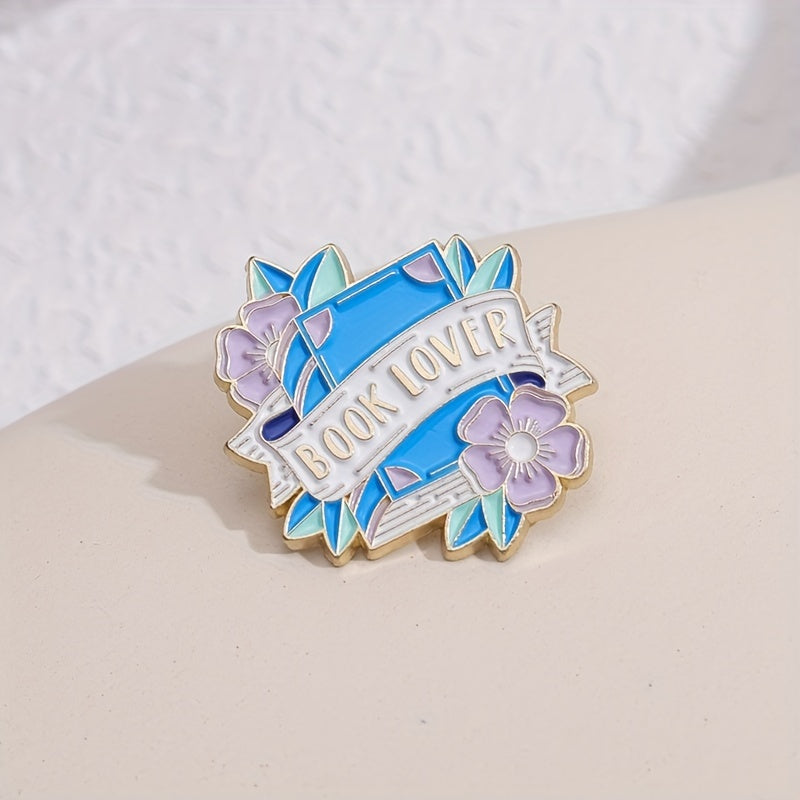 Girl's Purple Flower Book Brooch Bag Pin