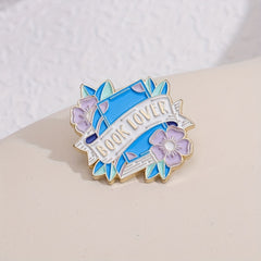 Girl's Purple Flower Book Brooch Bag Pin