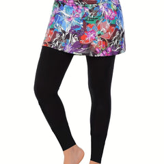 Floral Print Stretch Tennis Leggings