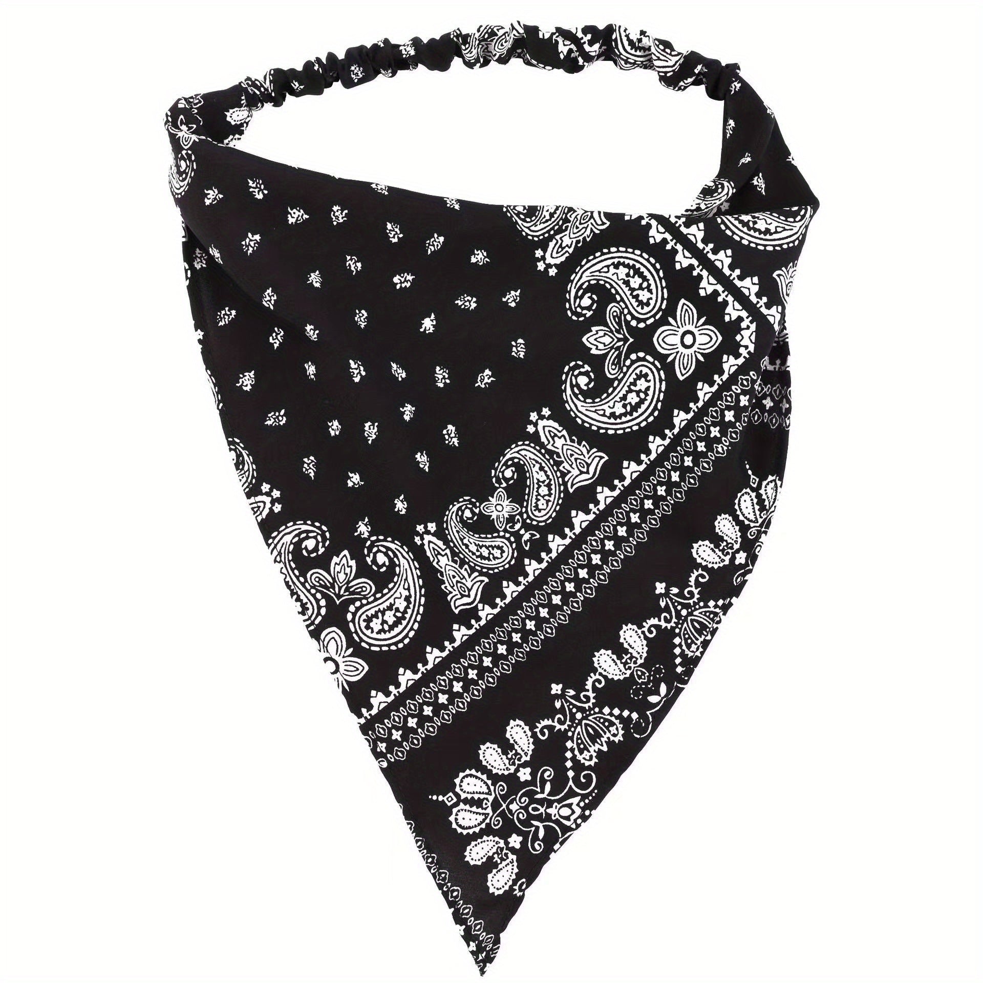 Paisley Print Bandana Candy Elastic Triangle Headscarf Hijab Turban Cap