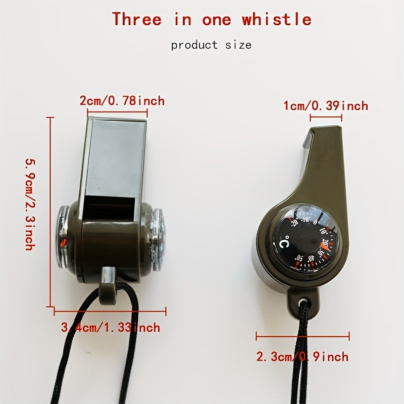 3-in-1 Emergency Whistle Compass Thermometer for Outdoor Sports