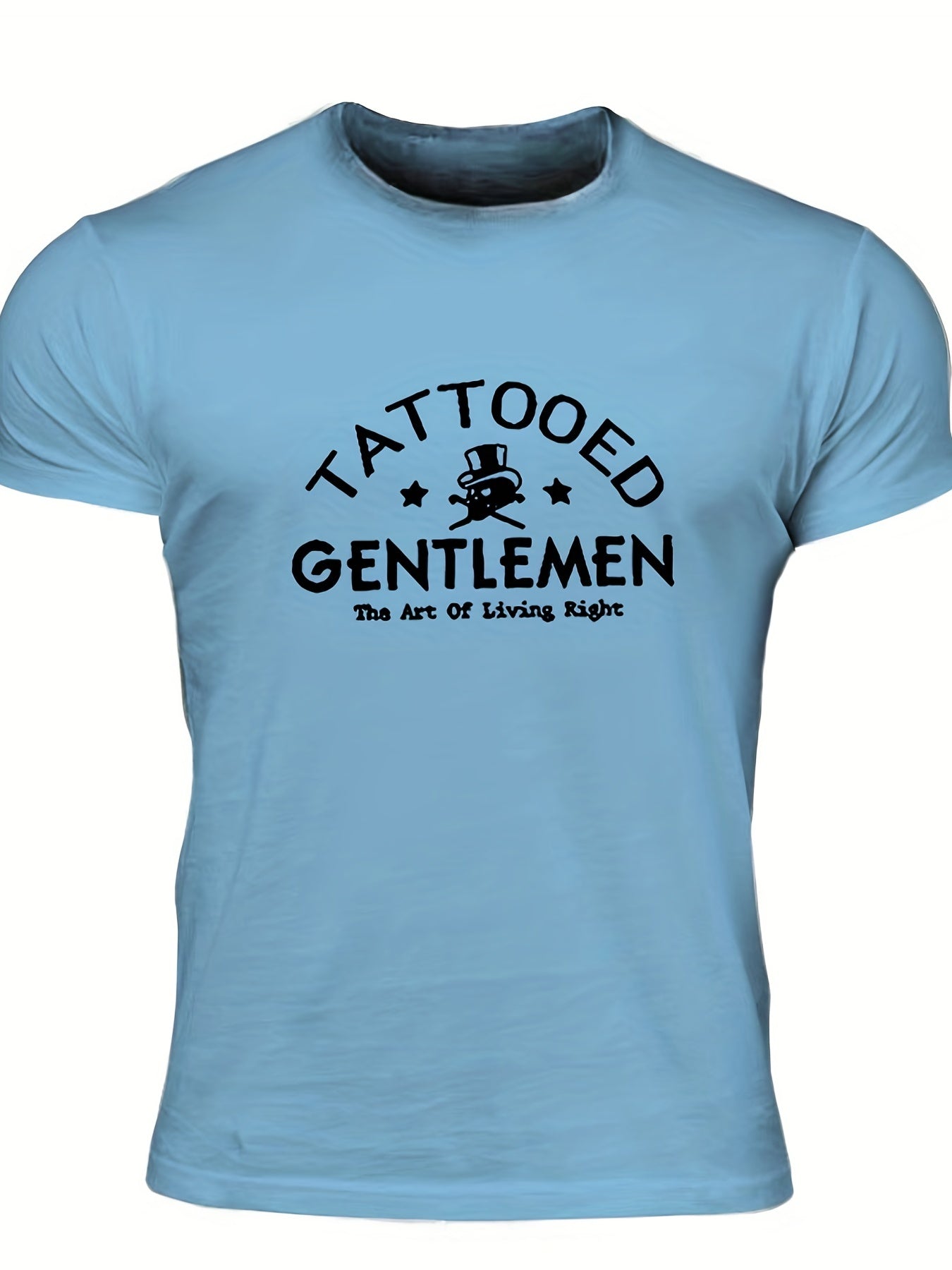 Tattooed Gentlemen Men's Letter Print T shirt Casual Crew Neck Tee