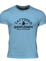 Tattooed Gentlemen Men's Letter Print T shirt Casual Crew Neck Tee