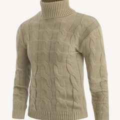 Men's Knit Turtleneck Sweater Warm Khaki Top