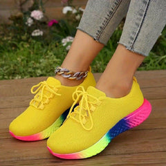 Women's Rainbow Soft Sole Running Shoes Non slip Breathable Mesh Sneakers