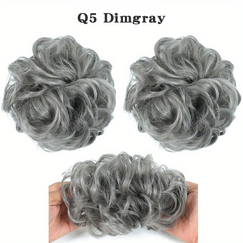 Messy Hair Bun Extensions Curly Wavy Chignon Scrunchy Updo Hairpiece