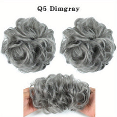 Messy Hair Bun Extensions Curly Wavy Chignon Scrunchy Updo Hairpiece