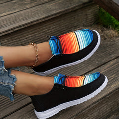 Women's Block Stripe Summer Shoes Thick Sole Casual Lightweight Shoes
