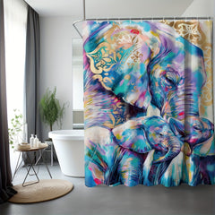 Colorful Elephant Shower Curtain Water resistant Polyester Bathroom Decor