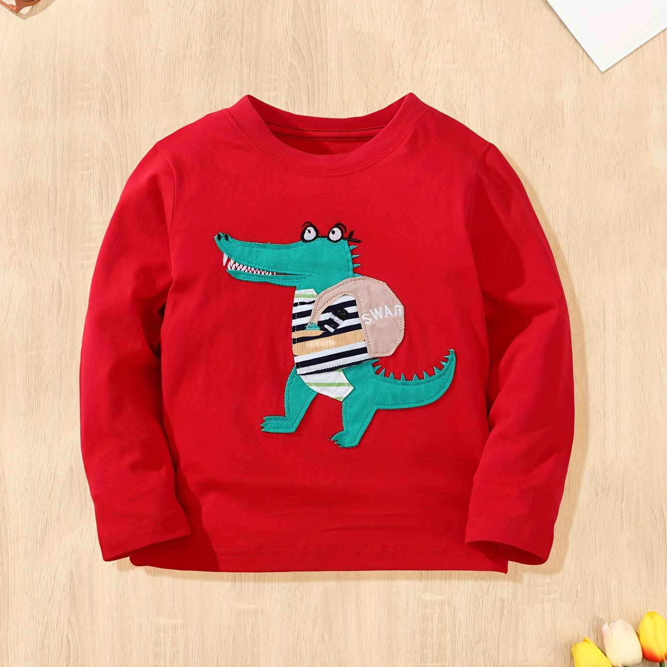 Boys Dino Pattern Long Sleeve T-Shirt