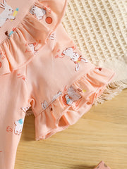Toddler Girls Rabbit Graphic Casual Dress Kids Summer Clothes