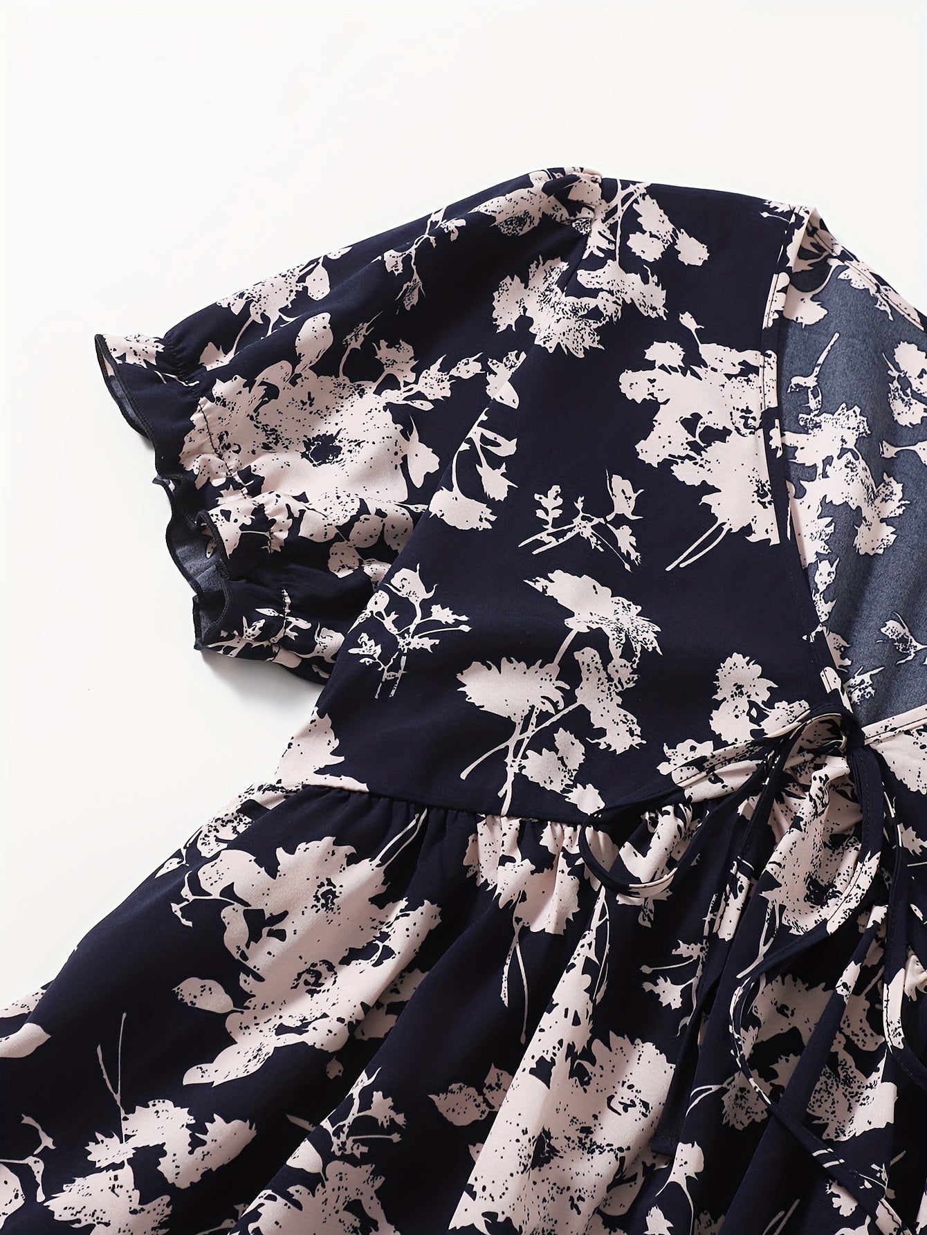 Plus Size Boho Dress Women's Plus Floral Print Puff Sleeve V Neck Dress
