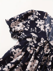 Plus Size Boho Dress Women's Plus Floral Print Puff Sleeve V Neck Dress