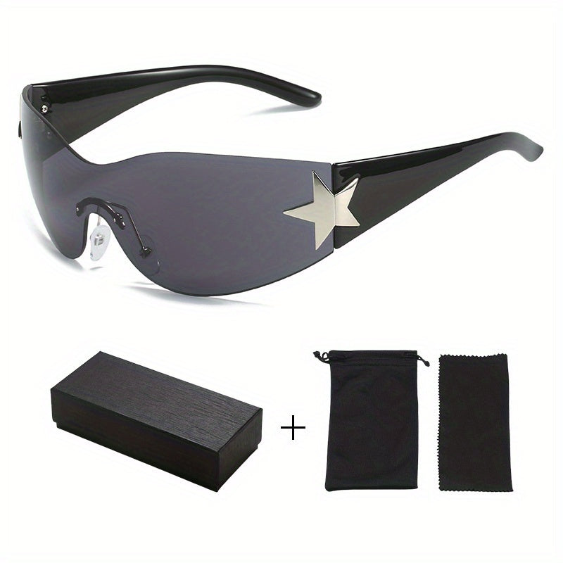Y2K Oversized Frameless Shield Wrap Around Sunglasses