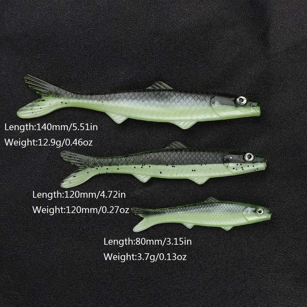 5pcs Fork Tail Soft Lure PVC Bionic Swimbait Fishing Accessories