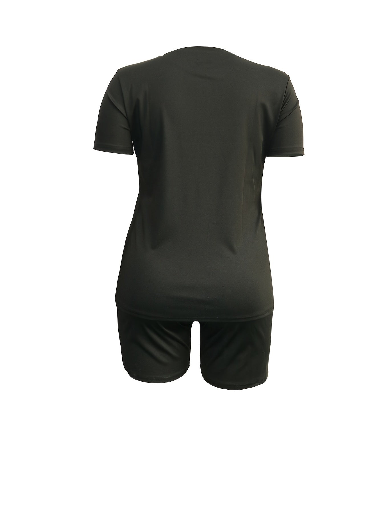 Lips Print Tee & Shorts Set Women's Activewear